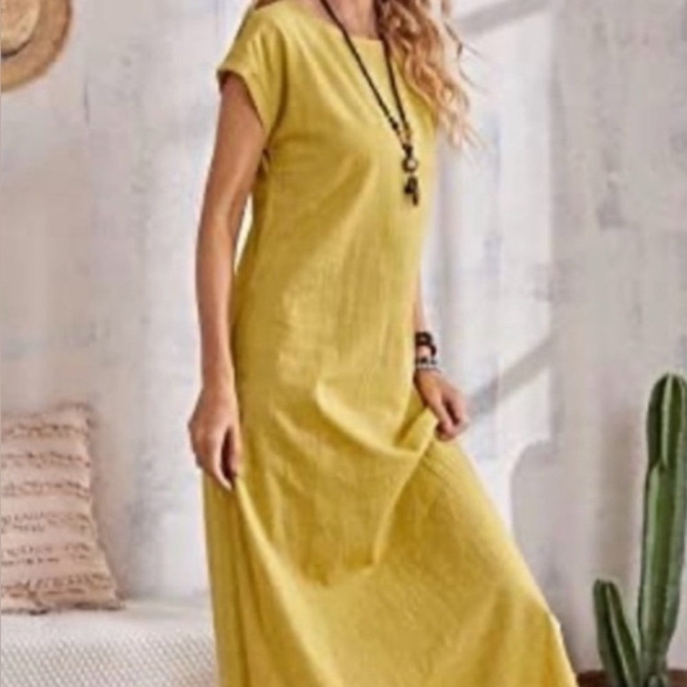 Emery Rose Yellow Maxi Shift Dress